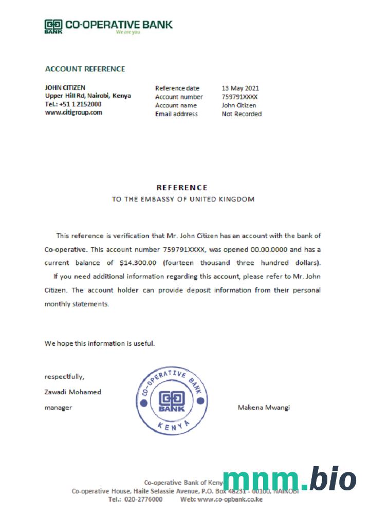 Przykład odniesienia do współpracy w Kenii w formatach Word i PDF